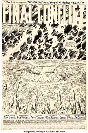 John Byrne and Bob Wiacek Alpha Flight #24 Complete 37-Page Story "Final Conflict" and Shaman Pin-Up Original Art (Marvel, 1985)