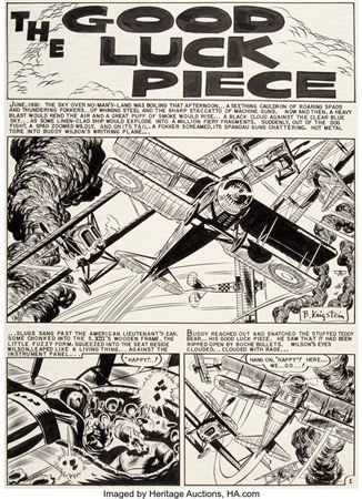 Bernard Krigstein Aces High #4 Complete 6-Page Story "The Good Luck Piece" Original Art (EC, 1955)