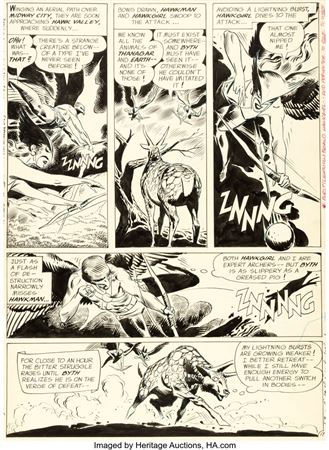 Joe Kubert Brave and the Bold #34 Story Page 17 Hawkman and Hawkgirl Original Art (DC, 1961)