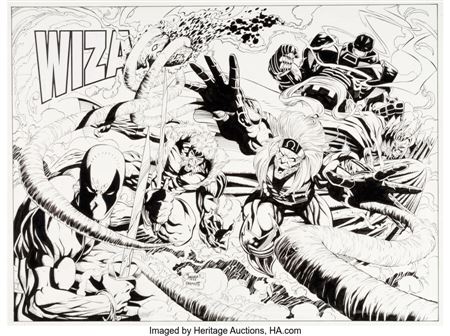 Joe Quesada and Jimmy Palmiotti Wizard: The Comics Magazine #22 X-Villains Gatefold Cover Original Art (Wizard, 1993)