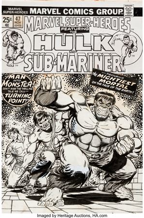 Jim Starlin Marvel Super-Heroes #47 Hulk Cover Original Art (Marvel, 1974)