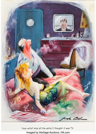 Jack Cole Playboy Aug-1957 Single Panel Gag Cartoon Illustration Original Art (HMH, 1957)