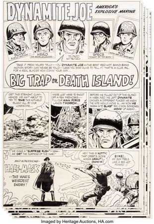Bill Draut Warfront #38 Complete 15-Page Story "Big Trap on Death Island" Dynamite Joe Original Art (Harvey, 1966)