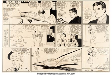 Zack Mosley Smilin' Jack Sunday Comic Strip Original Art dated 5-26-40 (News Syndicate Co., Inc., 1940)