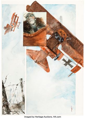 George Pratt Enemy Ace: War Idyll Story Page 8 Original Art (DC, 1990)