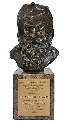 Hebrew Jewish Judaica Statue Sculpture Tzedakah Moses Maimonides