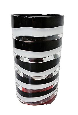 Venini Murano Black White Art Glass Vase