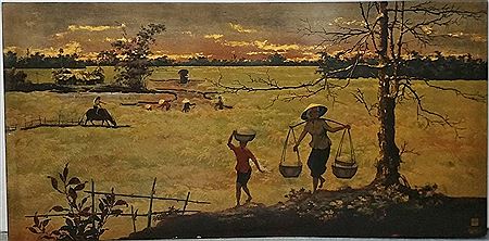 Sunset Farming Figures Landscape