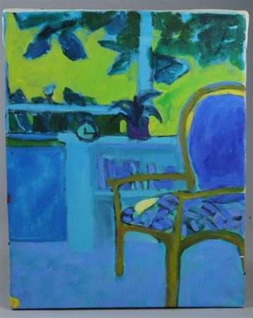 Still life with a blue chair by Sally Turner - Auction record, sale price, and art valuation. Compare with similar artists and explore comparable artworks.