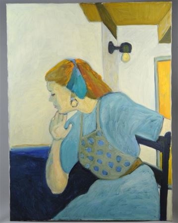 Lady in a blue dress