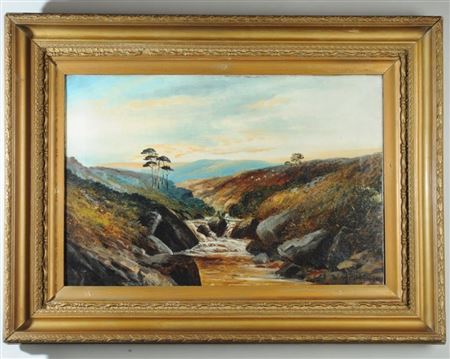 Landscape showing a river foaming over boulders