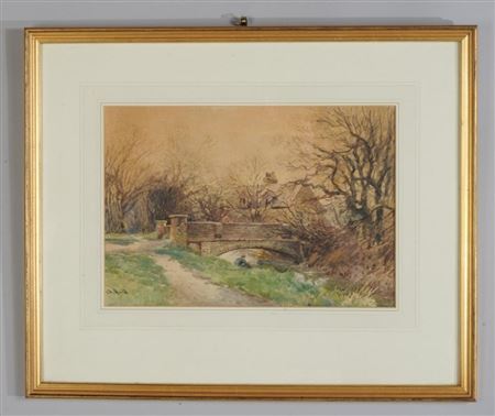 Devon pastoral scene with a boy fishing