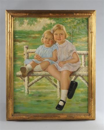 Two young girls in a sunny landscape