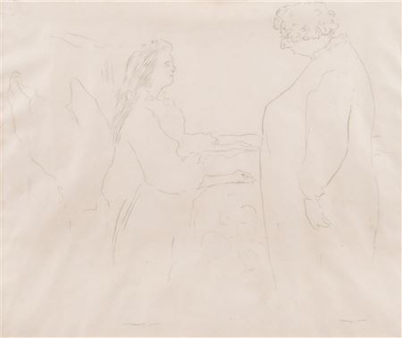 Femme au lit - Au petit lever (study for the lithograph for the eighth plate of "Elles" (Woman in Bed Greeted by her Mother)), 1896