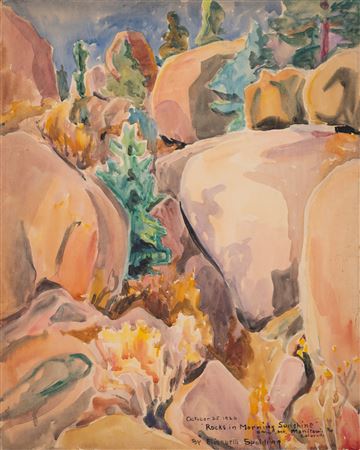 Rocks in Morning Sunshine on Mount Manitou, 1926