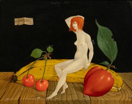 Sample artwork by John Wilde (1919 - 2006), known for paintings of surreal fanciful images, illustration - View similar artists and auction records