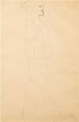 Untitled (Standing, forearms raised, facing right)