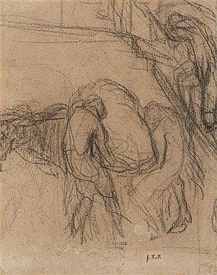 Peasants Unloading Sacks From a Horse