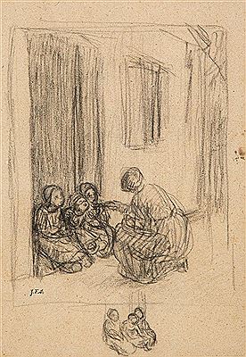 Jeune Femme aux Trois Enfants and Études des figures (a double-sided drawing)