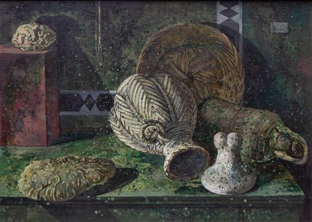 Still Life with Bread, Baskets on Table, 1949