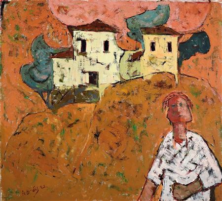 Person in front of buildings by Apostolos Dedes - Auction record, sale price, and art valuation. Compare with similar artists and explore comparable artworks.