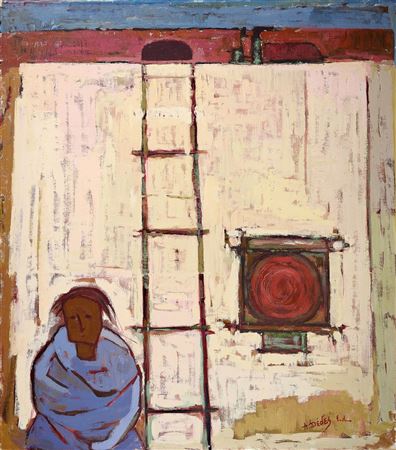 Person in front of a wall with a ladder