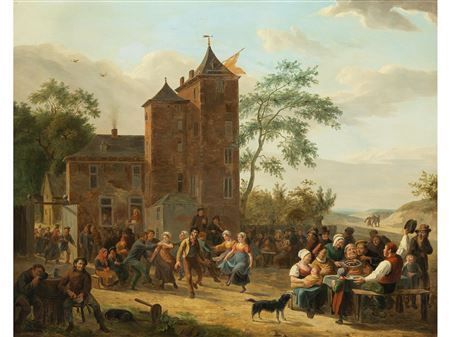 Village feast with dancing peasants