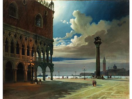 Venice, the PiazZetta with the Doge's Palace in the picturesque moonlight by Marco Grubacs - Auction record, sale price, and art valuation. Compare with similar artists and explore comparable artworks.