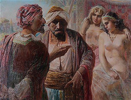 Orientalist slave market with nude