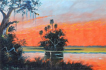 A sunset painting by Mary Ann Carroll - Auction record, sale price, and art valuation. Compare with similar artists and explore comparable artworks.