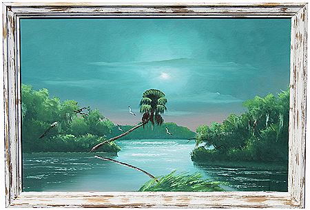 A moonlit river scene
