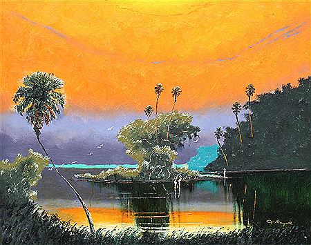 Sample artwork by John Maynor (1948 - 2016), known for florida landscape, portrait and sign painting, highwayman artist - View similar artists and auction records