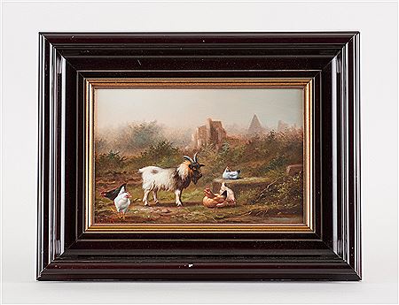 Goat and chickens on a landscape background by Hilaire Bals - Auction record, sale price, and art valuation. Compare with similar artists and explore comparable artworks.