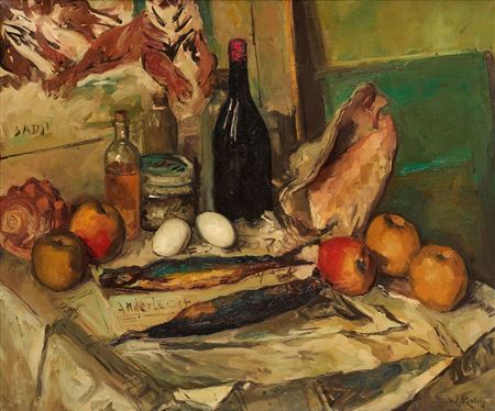 Interior of the artist on a background of Sadji's painting.