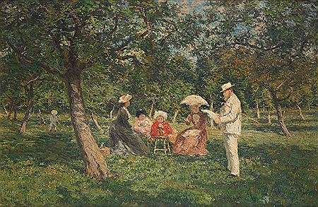 Camille Lemonnier visiting the garden.
