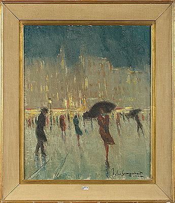 "Boulevard animated under the rain" by Jan van Campenhout - Auction record, sale price, and art valuation. Compare with similar artists and explore comparable artworks.
