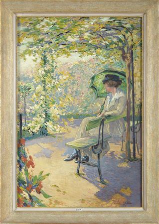 Elegant in the park with a parasol