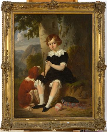 "Portrait of a young boy with the family dog" by Camille Venneman - Auction record, sale price, and art valuation. Compare with similar artists and explore comparable artworks.