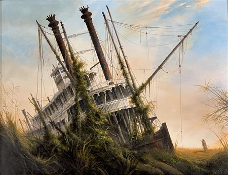 DYING STERNWHEELER, MISSISSIPPI
