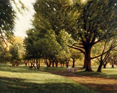 "Family walk in the botanical garden"