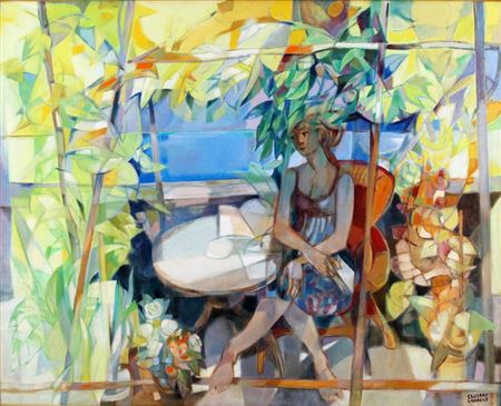 Women on a Terrace by the Sea