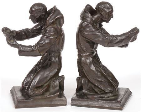 Praying Monks-a pair of bookends