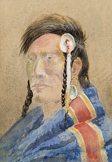 Indian Brave in Blue Robe
