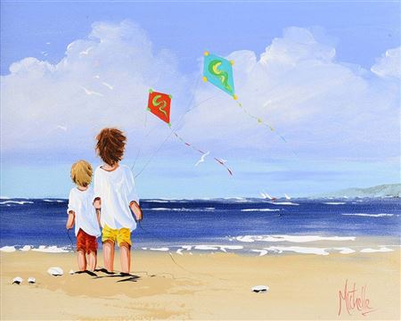 'FLYING KITES ON THE BEACH'