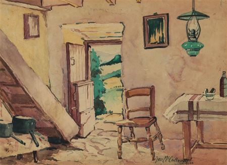 'INTERIOR OF AN OLD IRISH COTTAGE' by George C McCullough - Auction record, sale price, and art valuation. Compare with similar artists and explore comparable artworks.