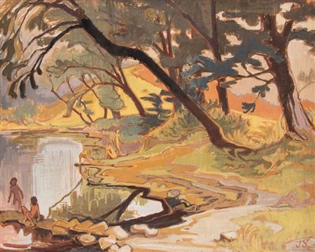 River bank with bathers
