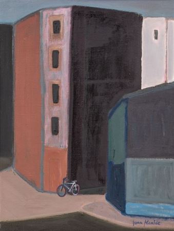 City landscape with bicycle