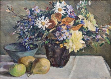 Stillleben mit Blumen und Früchten