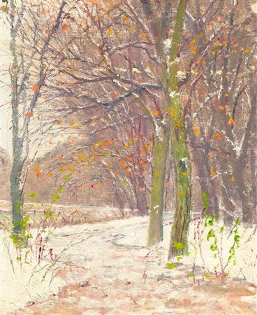 Snowy Trees (Winter), c. 1910 by Nandor Katona - Auction record, sale price, and art valuation. Compare with similar artists and explore comparable artworks.