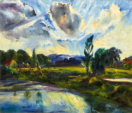 Szentendre Landscape with the Sun Breaking through the Clouds, 1927